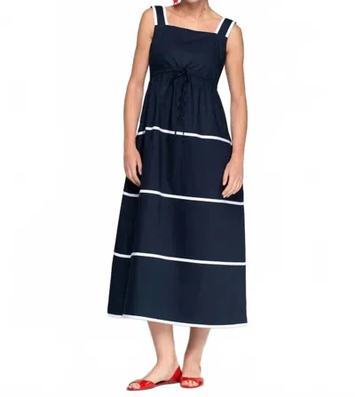 Vilagallo Striped Straps Dress In Navy In Blue