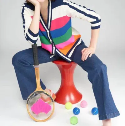 Vilagallo Striped Tennis Knit Cardigan In Multicolor