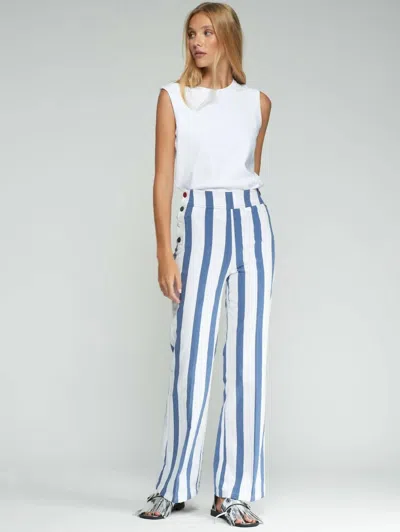 Vilagallo Striped Trousers With Buttons In Blue, White In Multi