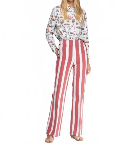 Vilagallo Striped Trousers With Buttons In Rojo Raya In Multi