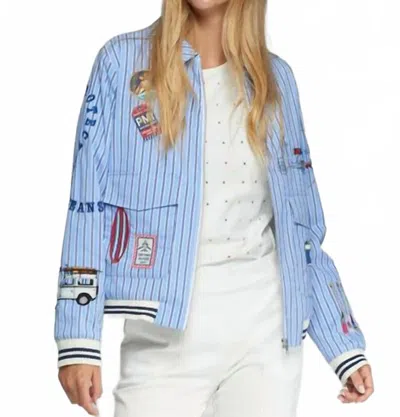 Vilagallo Surf Embroidery Striped Bomber Jacket In Rayas In Multi