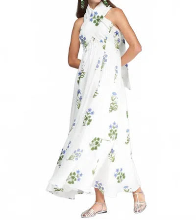 Vilagallo Susan Dress In Flor Azul Lino