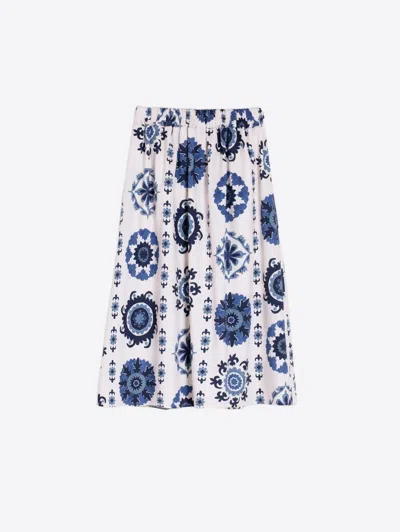 Vilagallo Suzani Azul Skirt In White/blue