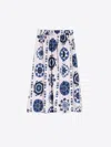 Vilagallo Suzani Azul Skirt In White/blue In Multi