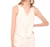 Vilagallo Taylor Linen Waistcoat In White In Beige