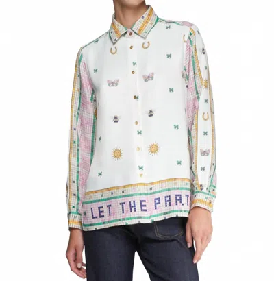 Vilagallo Tea Button Down Shirt In Mosaico Estampo In Multi