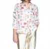 Vilagallo Tea Matches Silk Print Shirt In White In White