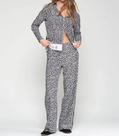 Vilagallo Tea Pants Make A Wish Straight Leg Pants In Black Leopard Print In Multi