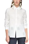 Vilagallo Tea Pineapple Eyelet Shirt In White In White