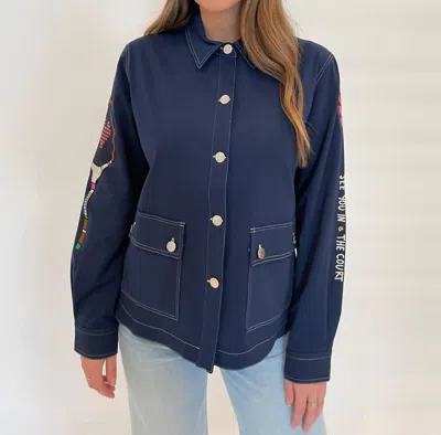 Vilagallo Tennis Embellished Spring Jacket In Navy