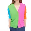 Vilagallo Theresa Cardigan In Beige Green Lilac In Multi