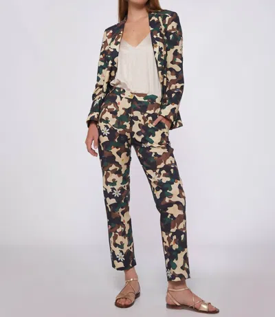 Vilagallo Tiffany Pants In Camouflage Embroidery Print In Multi