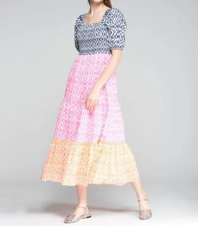 Vilagallo Tora Dress In Ikat Fluor Rosa