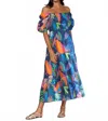 Vilagallo Tora Midi Dress In Blue Multi In Multi