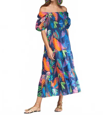 Vilagallo Tora Midi Dress In Blue Multi