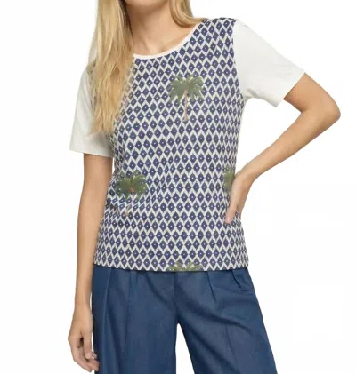 Vilagallo Tora Tee In Ikat Palm Print In Multi