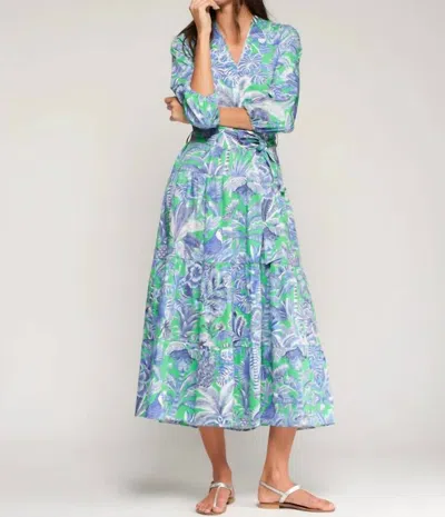 Vilagallo Tropical Print Dress In Green And Blue In Multi