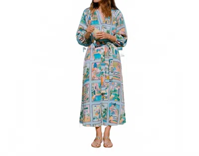 Vilagallo Tropical Scene Print Dress In Turquoise Multicolor