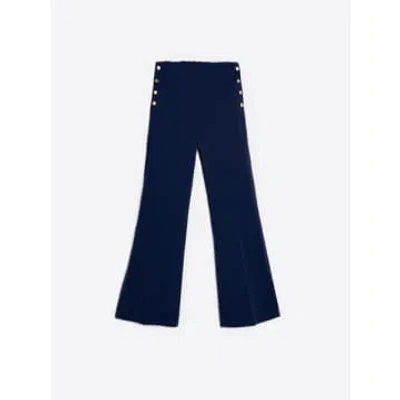 Vilagallo Trouser Teodora Navy Knit Perfect Fit In Blue