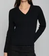 Vilagallo V-neck Button Cuff Sweater In Black In Black