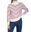 Vilagallo V Stripes Pullover Knit Sweater In Ecru/multi In White