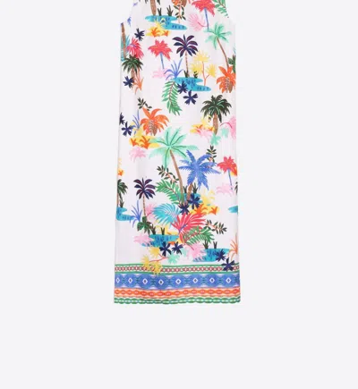 Vilagallo Veliana Palmers Long Palm Print Dress In Multi Bright
