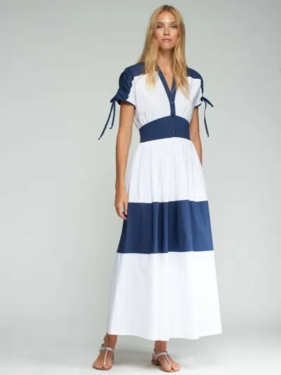 Vilagallo Velinda Midi Dress In Azul Marino In Multi