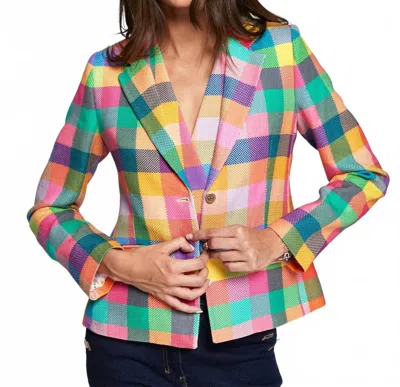 Vilagallo Vichy Natalia Jacket In Medium Aquamarine In Multi