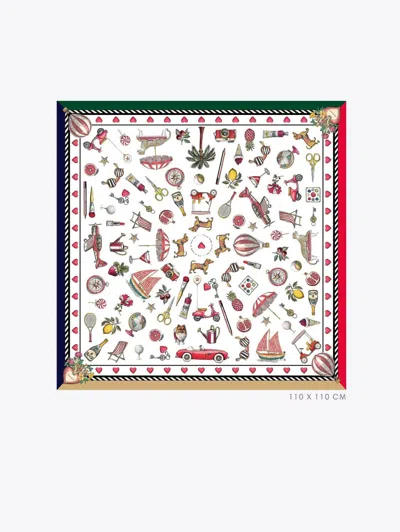 Vilagallo Vintage Motif Silk Scarf In Multi