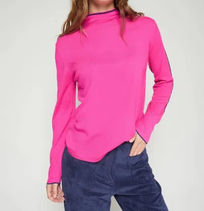 Vilagallo Vivos Knit Top In Navy Pink