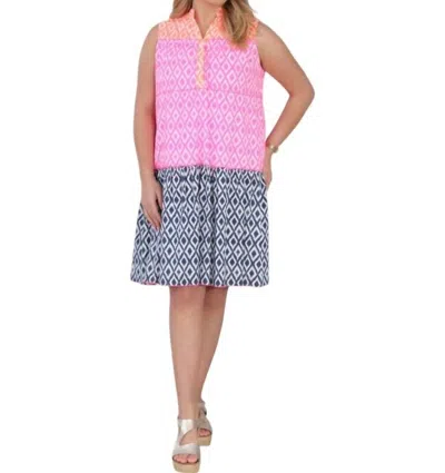 Vilagallo V-neck Ikat Short Dress In Multi