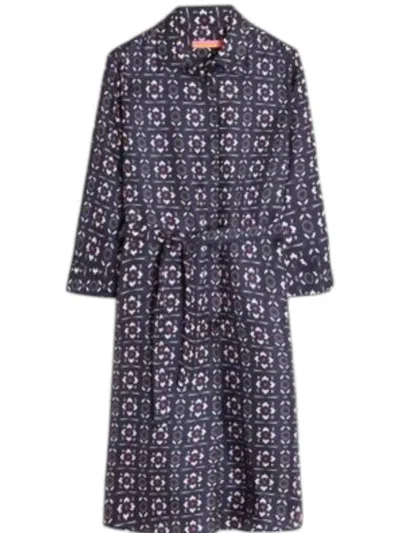 Vilagallo Women's Adriana Dress In Floral Equestrian Blue Silk In Multi
