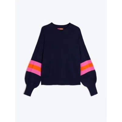 Vilagallo Women's Balloon Sleeve Sweater In Navy Multi