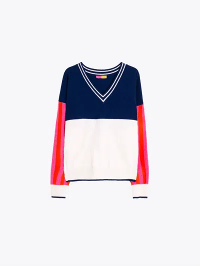 Vilagallo Women's Dolce Far Niente Sweater In Navy And Ecru In Multi