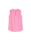 Vilagallo Women Fiorella Sleeveless Poplin Top In Pink/ White Stripe