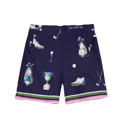 Vilagallo Women's High-waist Print Shorts In Golf Par Tee Navy In Blue