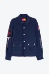 Vilagallo Women's Olivia Jacket In Embroidered Punto Roma In Blue