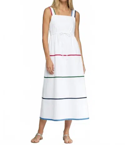 Vilagallo Women's Poplin Dress In White And Colored Stripes In Multi