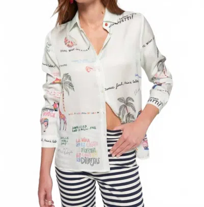 Vilagallo Women's Quotes And Palm Trees Shirt In White