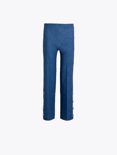 Vilagallo Women's Sailor Pants With Metal Buttons In Bluenavy Blue