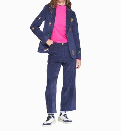 Vilagallo Women's Straight-leg Corduroy Pants In Navy In Blue