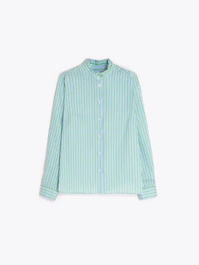 Vilagallo Women's Striped Pleated Shirt In Verde In Multi