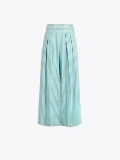 Vilagallo Women's Striped Pleated Trouser In Verde In Green