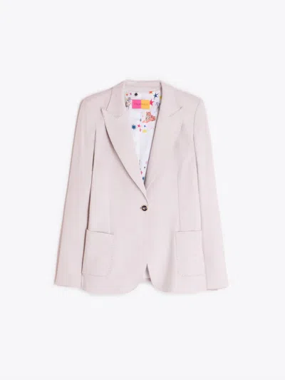 Vilagallo Women's Structured Jacket With Heart Buttons In Beige In Neutral