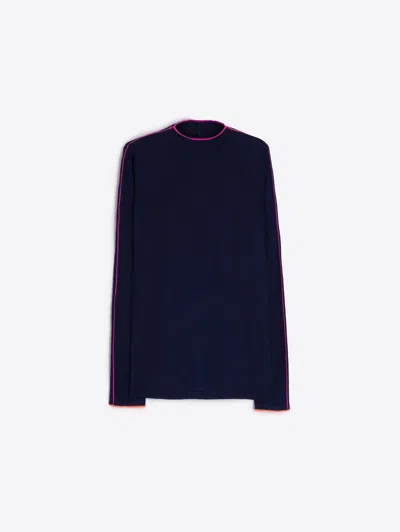 Vilagallo Women's Sweater With Piping Trim In Navy In Blue