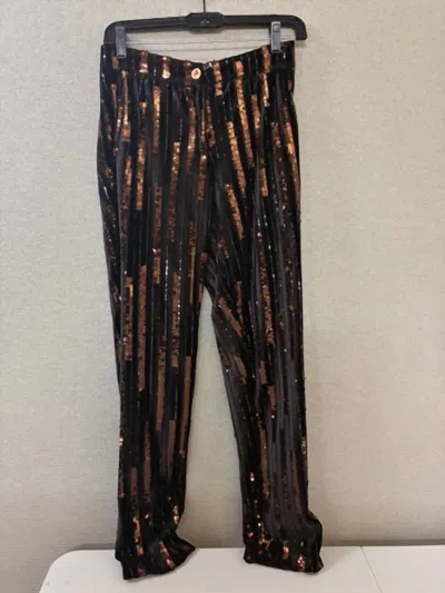 Vilagallo Women's Tiffany Pant In Black/bronze In Brown