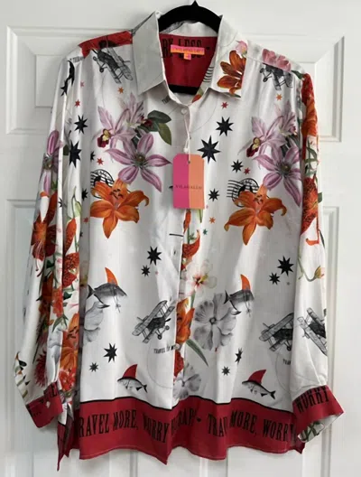 Vilagallo Women's Travel Theme Blouse In Multi Color