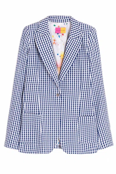 Vilagallo Women's Vichy Blazer In Blue Check In Multi