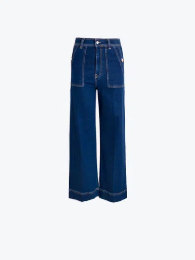 Vilagallo Women's Wide Leg Jeans In Denim Medio In Blue