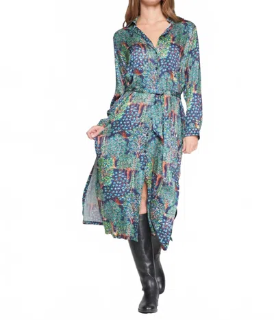 Vilagallo Woodland Print Dress In Green In Multi